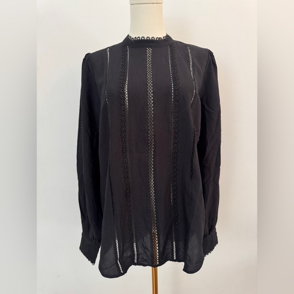 Ann Taylor Tops - Ann Taylor Tall Eyelet Pintucked Blouse Black Size Small Tall